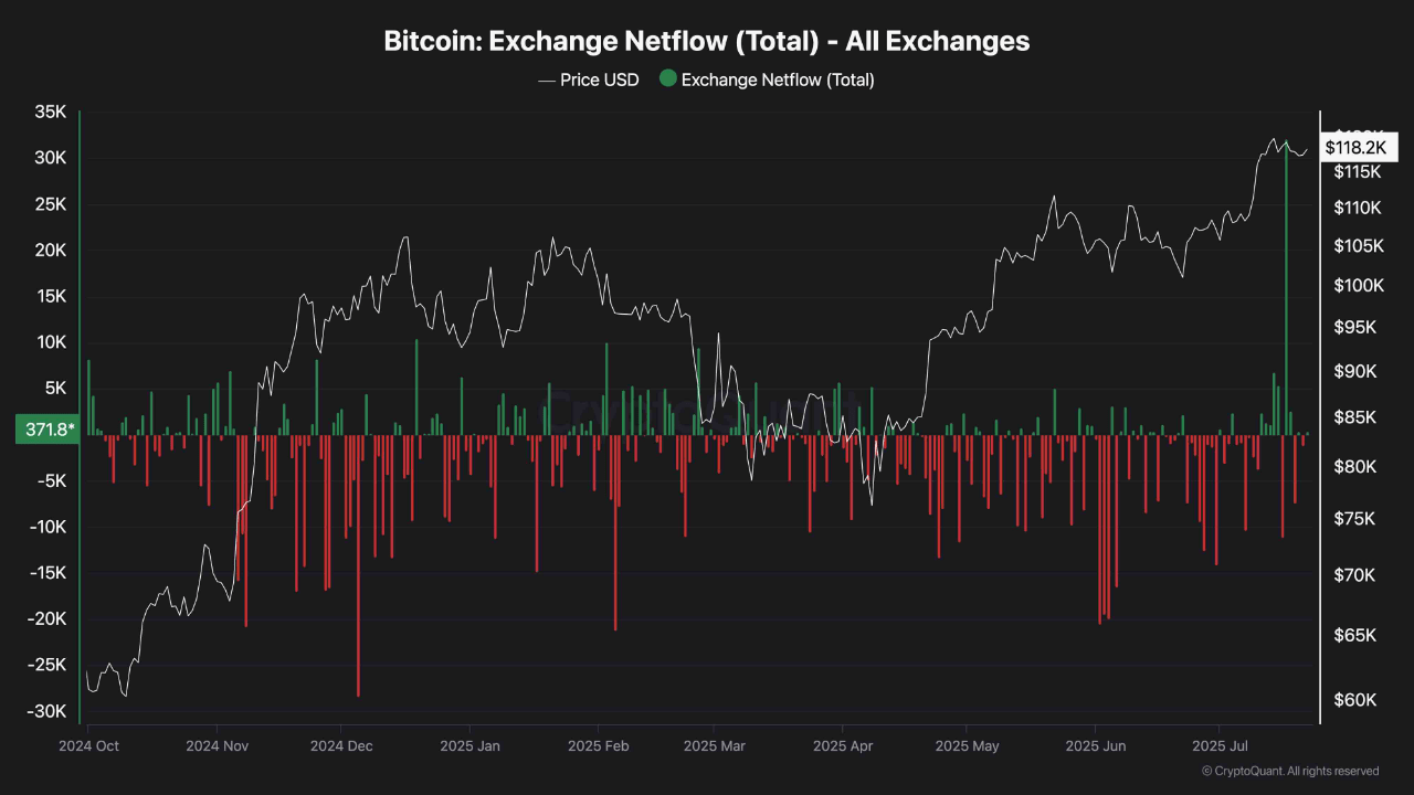 Bitcoin exchange netflow. 