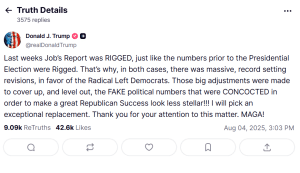 Trump Truth Social post