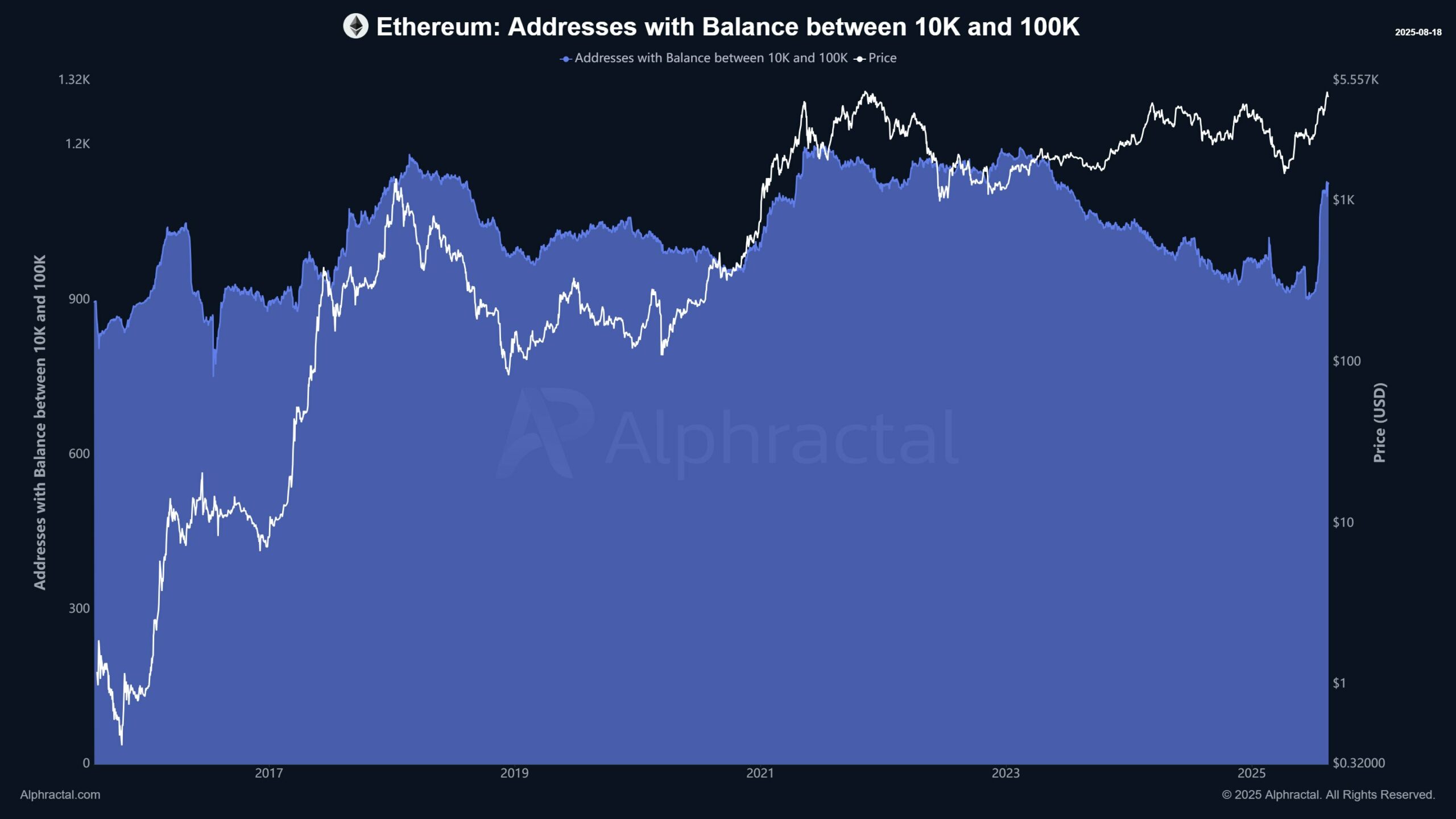 Ethereum holding by account size.