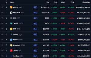 top ten largest cryptos
