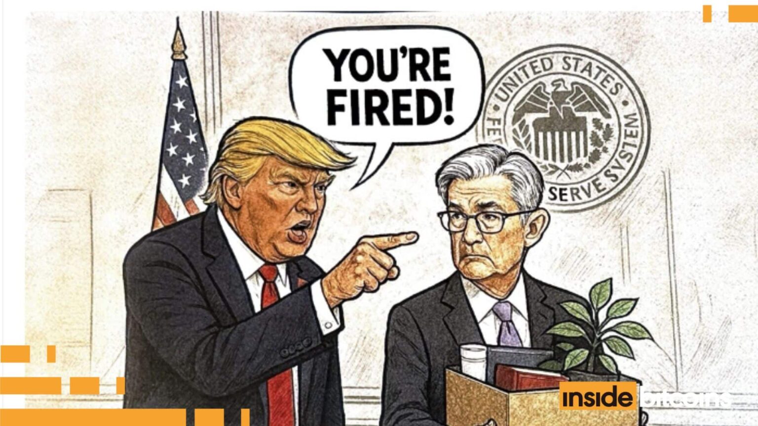 Trump Targets Fed Chair Powell with "You're Fired" Cartoon
